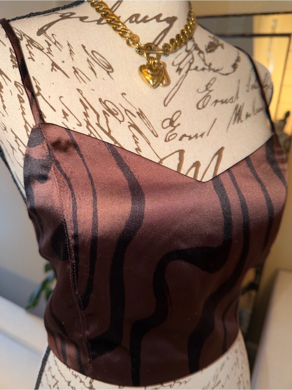 House of Harlow 1960 Brown Satin Smocked Cami
